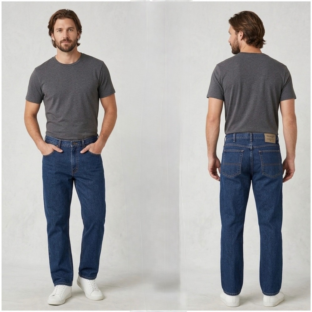 Wrangler Authentics‎ ZM100MF Mens Straight Leg Blue Dark Wash Denim Jeans 40x28